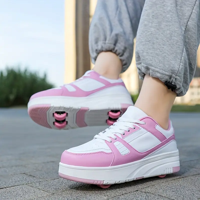 "Casual rollersportschoenen Donny met afneembare wieltjes, kleurrijk en flexibel ontwerp, ideaal voor kinderen."