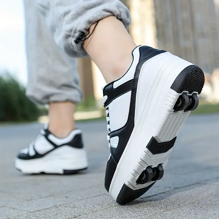"Casual rollersportschoenen Donny met afneembare wieltjes, kleurrijk en flexibel ontwerp, ideaal voor kinderen."