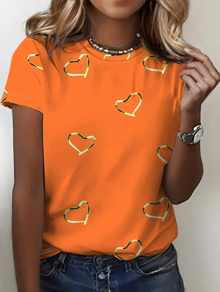 "Casual wit-gestreept dames T-shirt met ronde hals, losvallend en luchtig, ideaal voor zomerse dagen, gemaakt van katoen en c