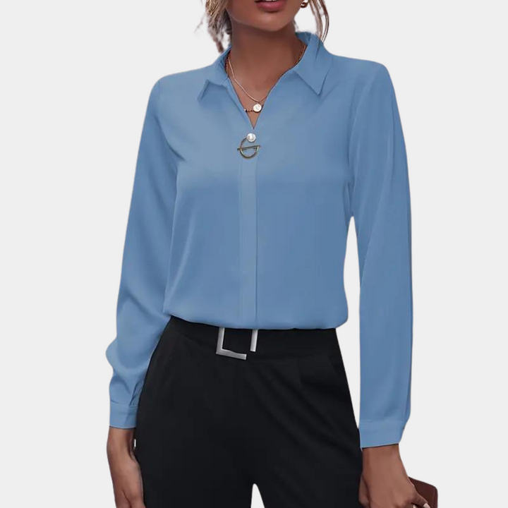 Chique damesblouse van luchtig chiffon, effen kleuren. Tijdloos en veelzijdig design, geschikt voor elke gelegenheid.