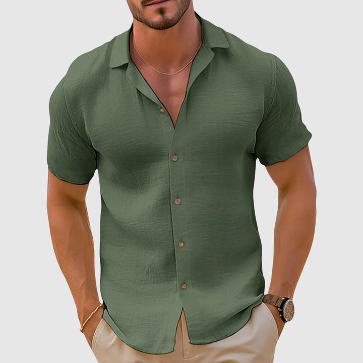 Casual heren overhemd in zachte stof en comfortabele pasvorm voor warme zomerdagen