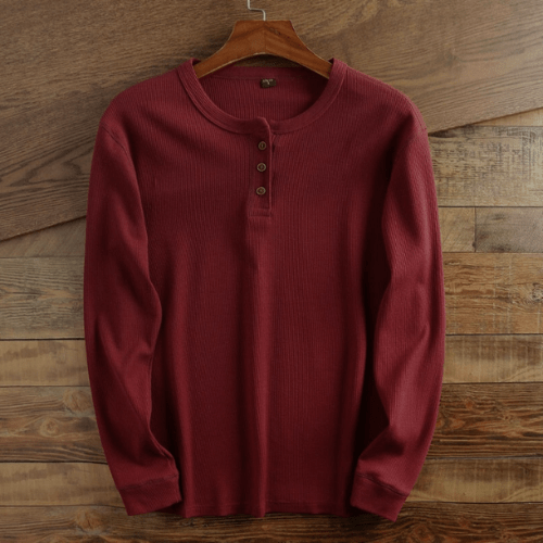 "Comfortabel Henley shirt met wafelstructuur voor heren. Stijlvol, ademend en perfect voor elke gelegenheid."