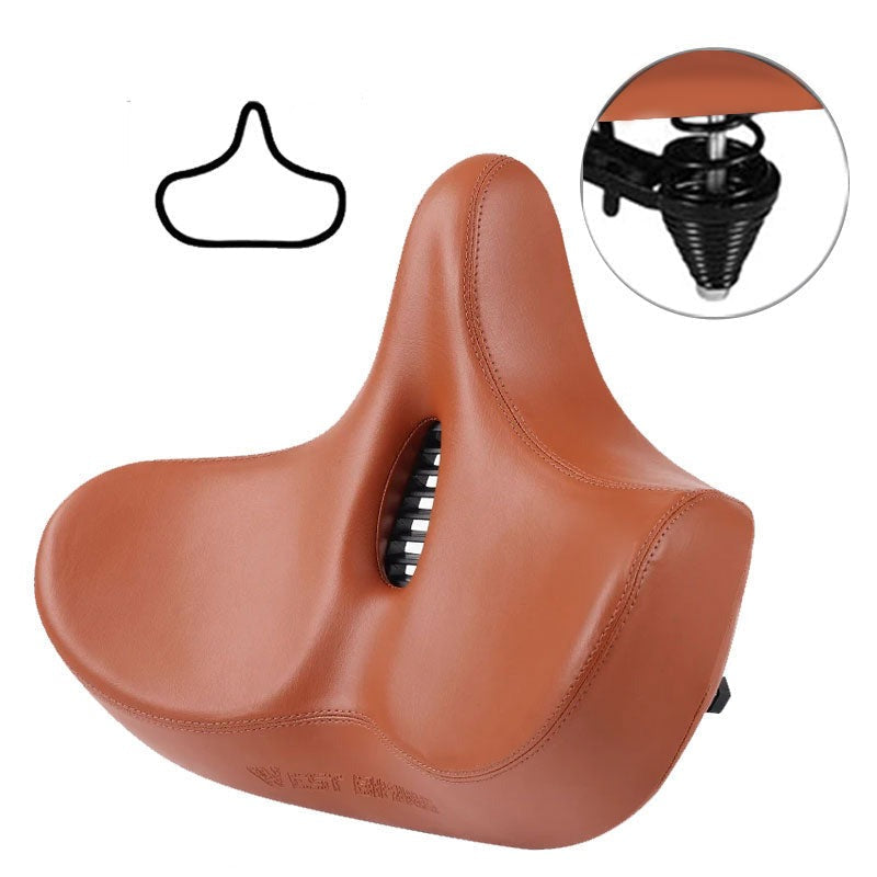 Ergonomisch fietszadel met brede pasvorm, ontlast drukpunten en voorkomt pijn.