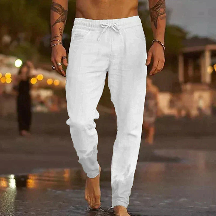 "Comfortabele, ademende linnen herenbroek voor elke gelegenheid met stijlvolle, tijdloze look."
