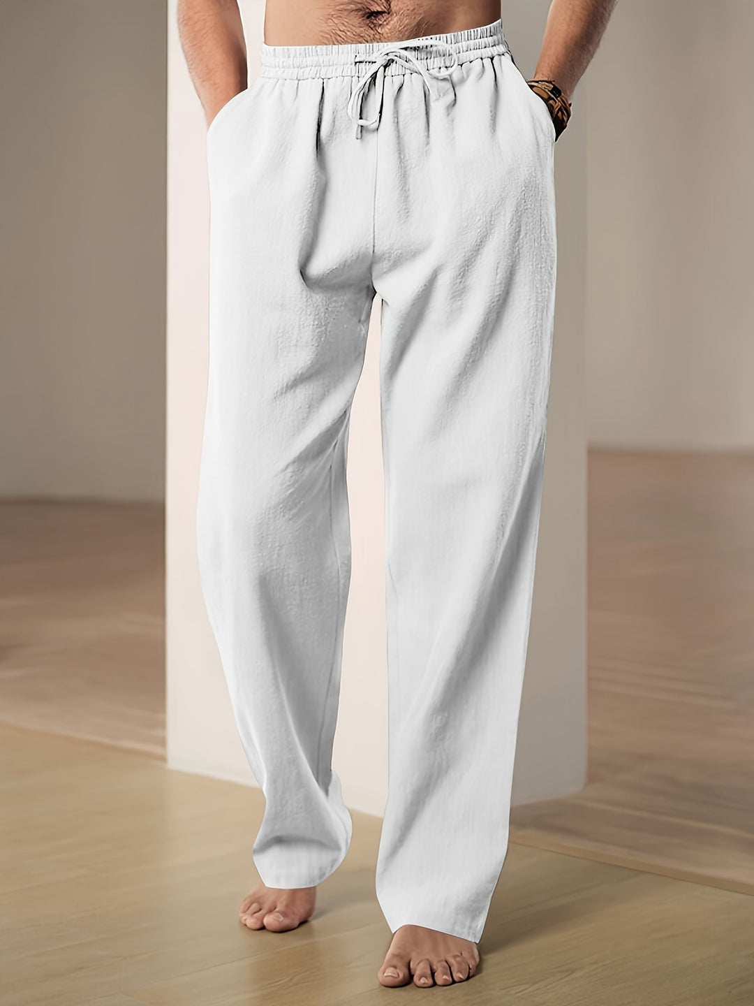 Comfortabele casual herenbroek met losse pasvorm, ideaal voor dagelijks gebruik in de zomer.
