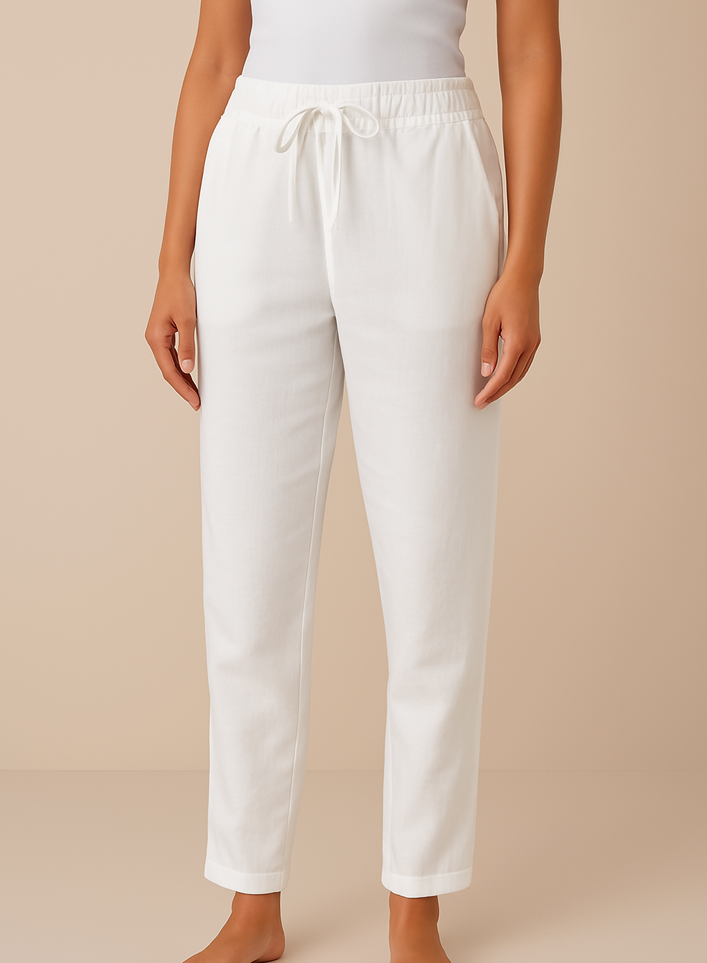Casual damesbroek met elastische taille, rechte pijp; comfortabele pasvorm voor vrouwen.