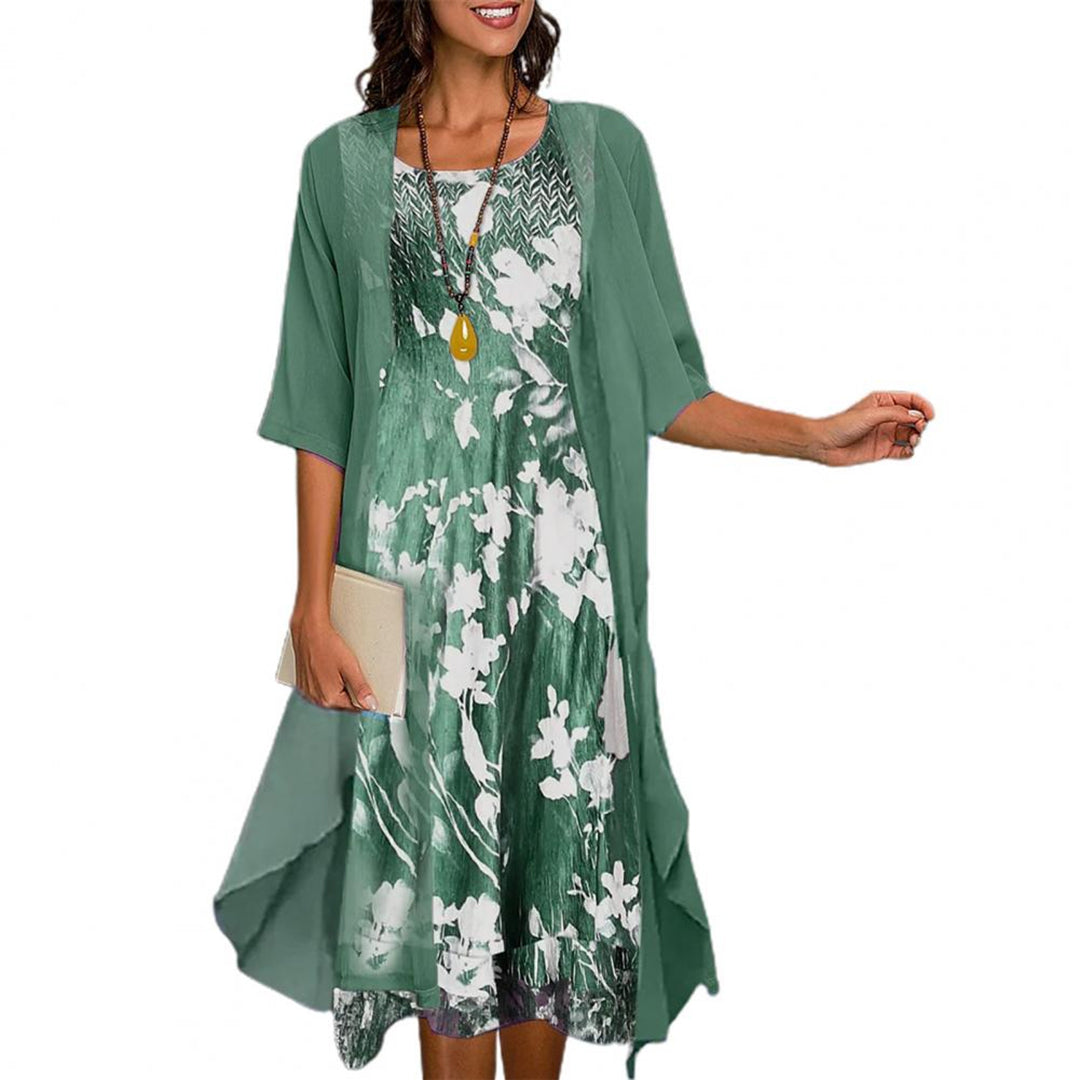 "Comfortabele elastische midi zomerjurk dames in luchtige stof, perfect voor stijl en comfort op warme dagen."