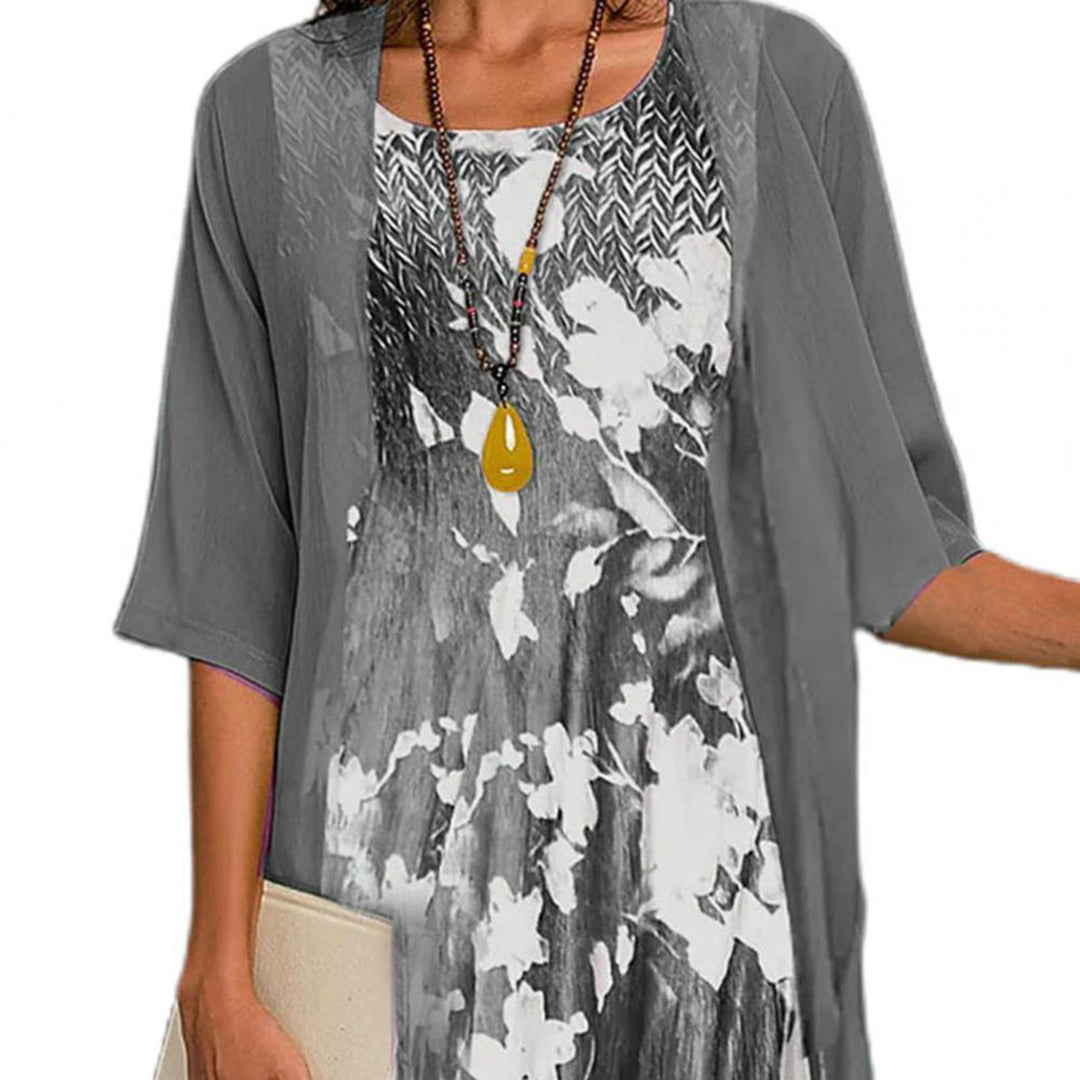 "Comfortabele elastische midi zomerjurk dames in luchtige stof, perfect voor stijl en comfort op warme dagen."