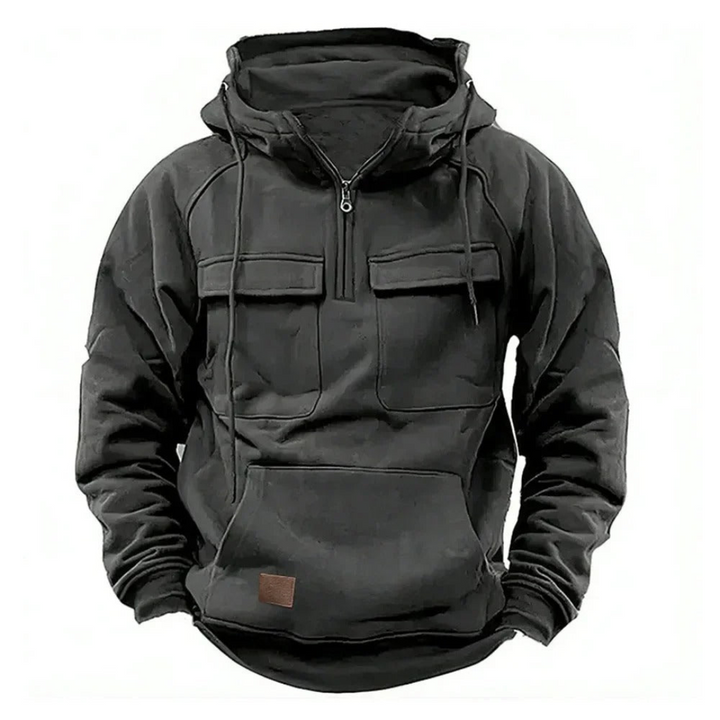 Warme heren hoodie met rits en capuchon, perfect als casual winterkleding of sportieve trui.