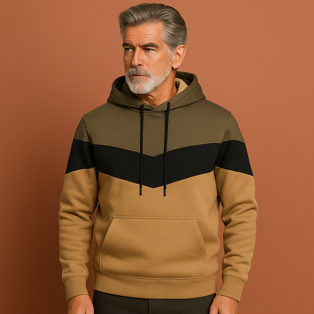 Beige heren hoodie sweatshirt, comfortabel en veelzijdig. Stijlvolle casual herenkleding, perfect voor elk seizoen.