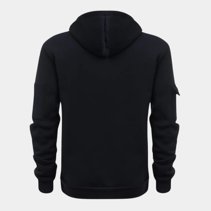 Comfortabele heren hoodie van katoen/polyester, zacht en ademend met ritssluiting en ruime zak voor activiteiten.