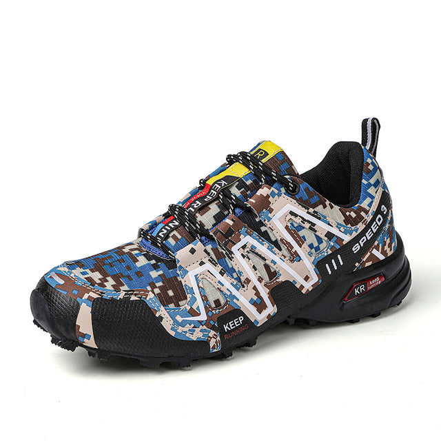 Comfortabele trekking schoen voor heren met robuust design, grijs-zwart gekleurd, geschikt voor outdoor avonturen.
