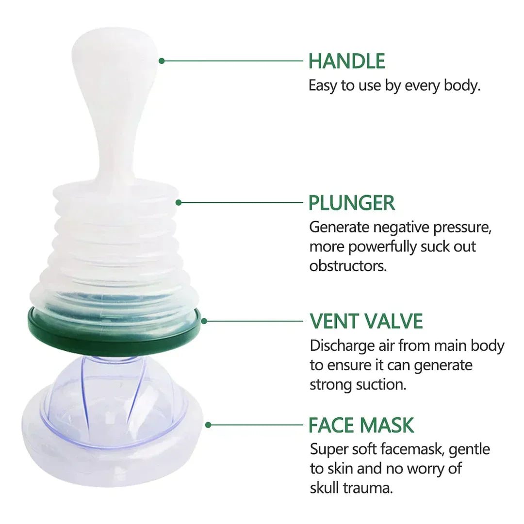 "Compact LifeSaver anti-verslikken apparaat, direct gebruiksklaar, handig voor noodsituaties en eenvoudig mee te nemen."