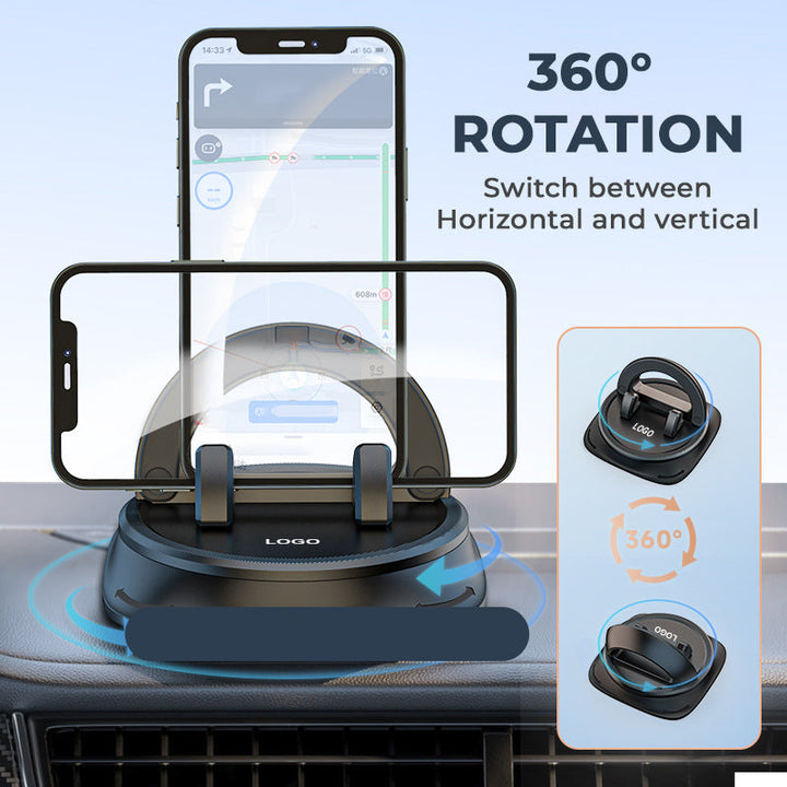 "Compacte autotelefoonhouder met 360° rotatie, stevige siliconen grip en universele compatibiliteit voor veilige ritten."