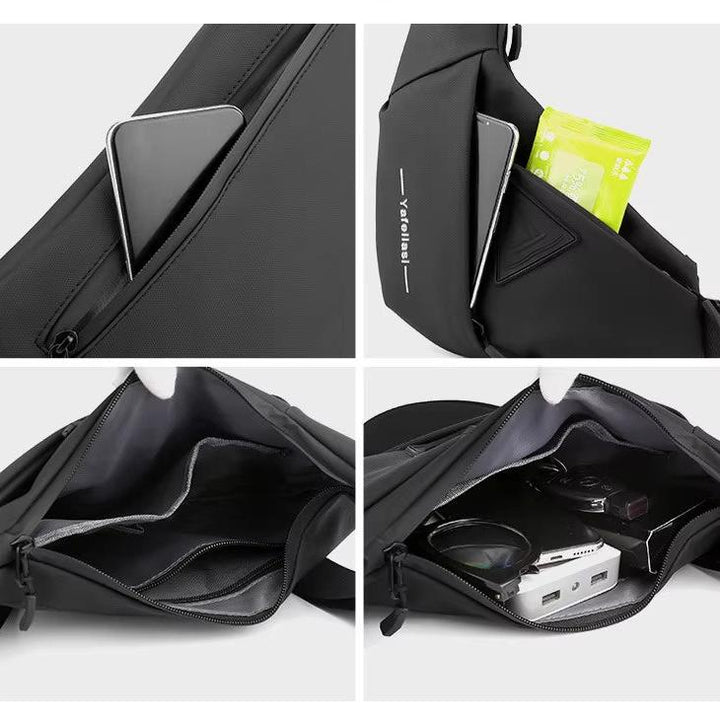 "Compacte heren crossbody tas, lichtgewicht en stijlvol, met verstelbare schouderband voor dagelijks handsfree gemak."