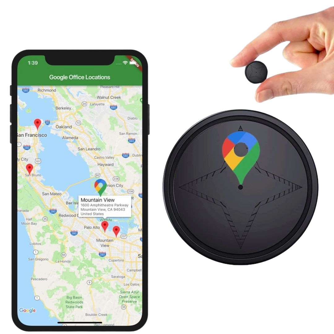 Compacte magnetische GPS-tracker voor voertuigen, zwart met veldachtig ontwerp, ideale realtime beveiligingstracer.