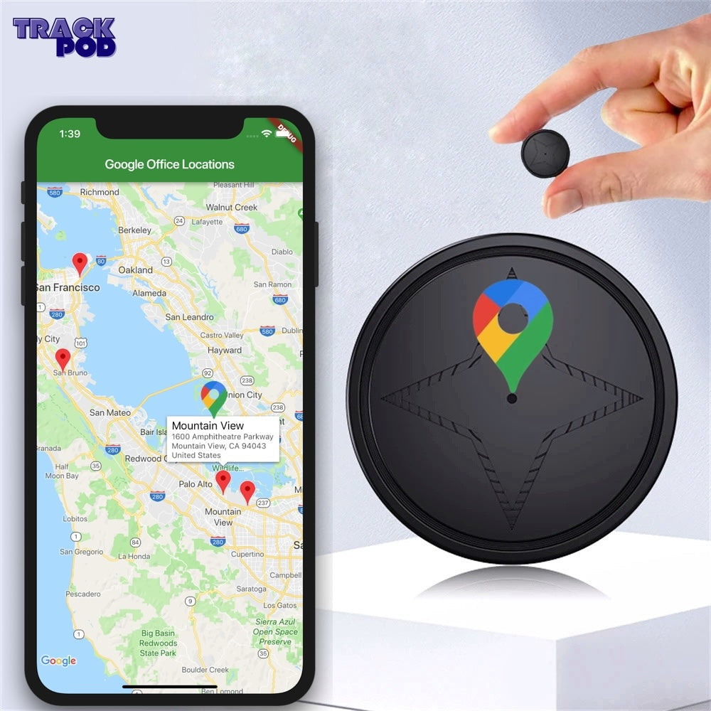 Compacte magnetische GPS-tracker voor voertuigen, zwart met veldachtig ontwerp, ideale realtime beveiligingstracer.