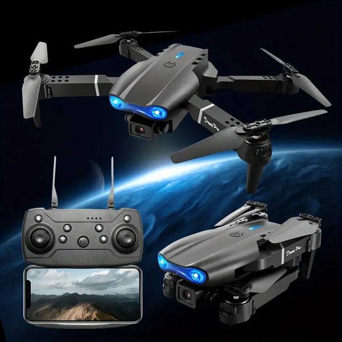 "Compacte opvouwbare drone met 720P HD camera; ideaal voor avontuurlijke luchtfotografie met 360-graden functies."