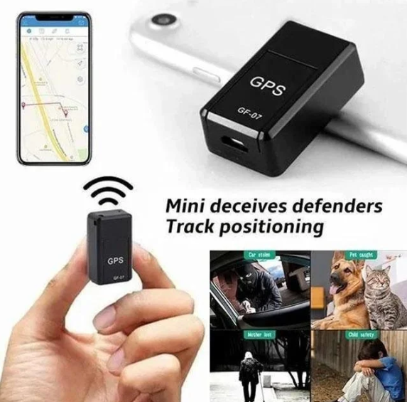 Compacte zwarte magnetische mini GPS tracker voor onopvallende beveiliging met wereldwijde dekking, eenvoudig te bevestigen.
