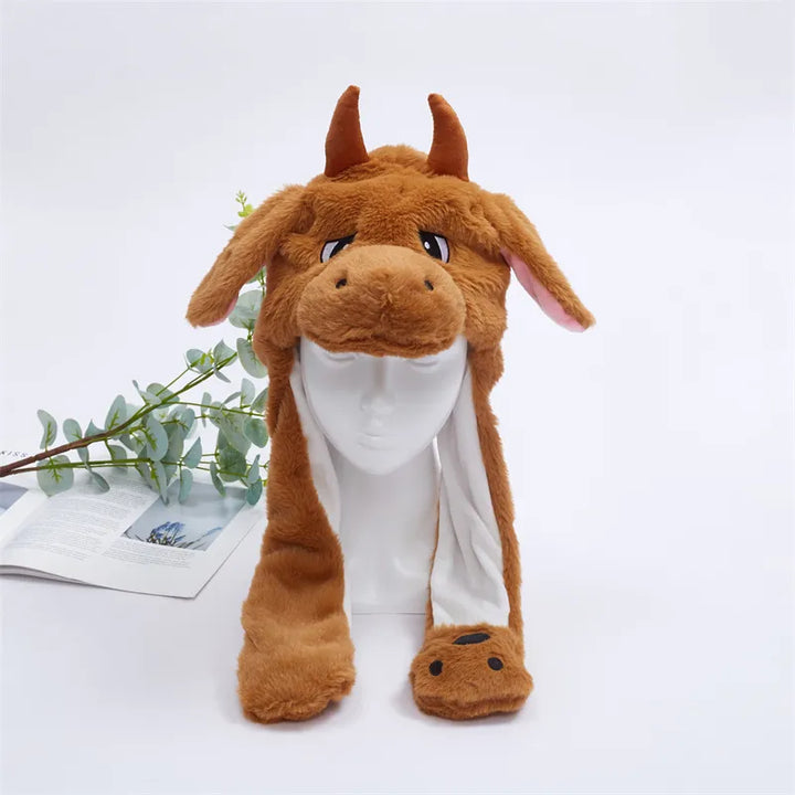 Trendelijke unisex muts met pluche textuur en interactieve oren