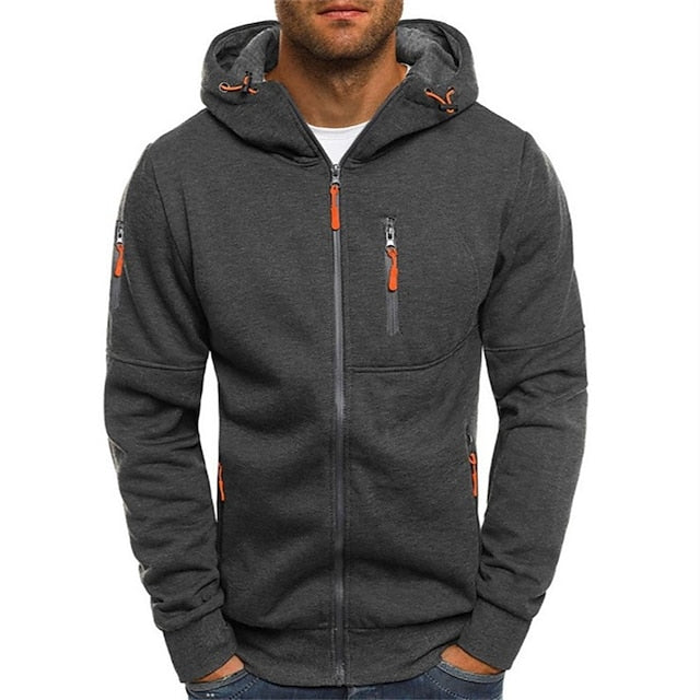 Casual heren hoodie met capuchon, comfortabel vest van polyester katoen.