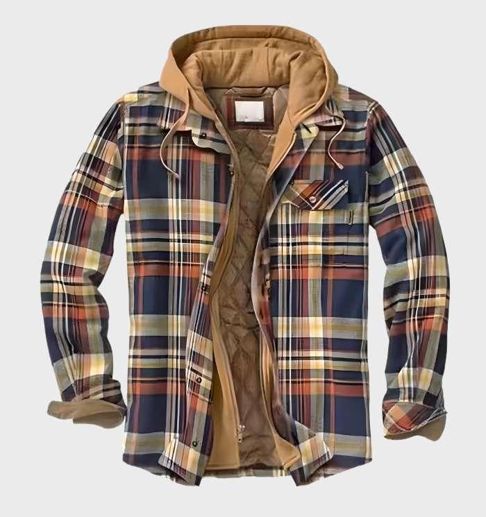 Casual herenjack/overshirt, dik geruit met capuchon, comfortabel en warm voor de koude herfst en winter.