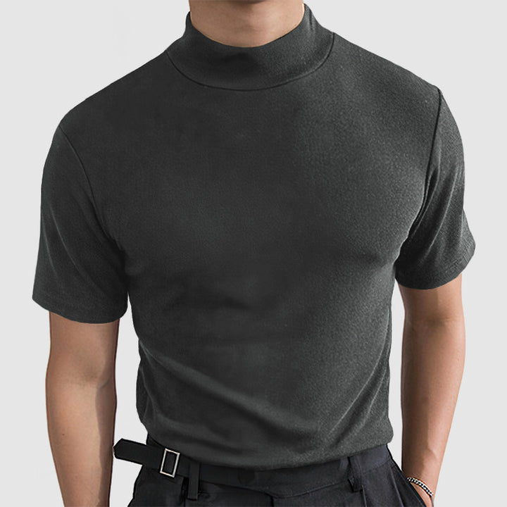 Heren stretch stand-kraag T-shirt, ultiem comfort & luxe pasvorm. Geschikt voor casual en smart casual outfits, het hele jaar.