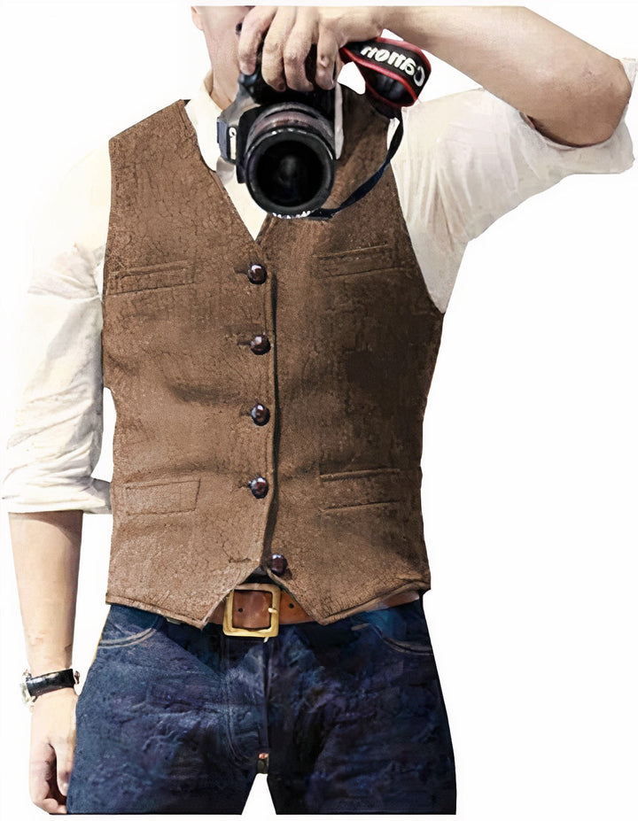 Elegant heren gilet met knopen, ideaal als bovenkleding voor een complete formele of smart-casual outfit.