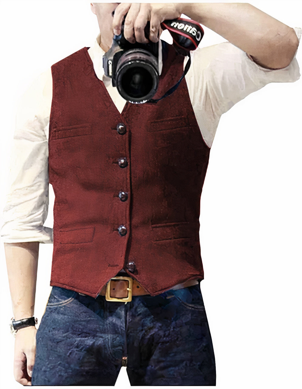 Klassiek heren gilet met knopen, essentieel kledingstuk voor een verzorgde en stijlvolle look.
