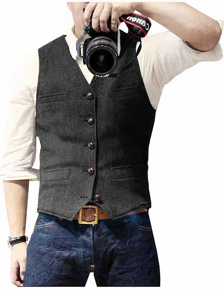 Comfortabel heren gilet met knopen, ideaal voor een elegante of casual look, geschikt voor elk seizoen.