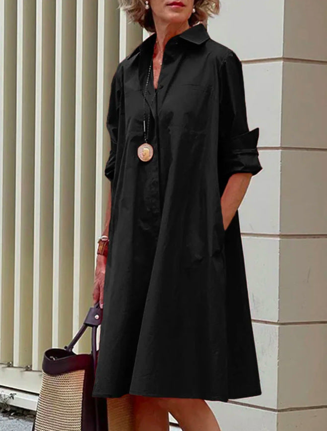 Zomerse A-lijn blousejurk voor dames, ademend en comfortabel met een moderne polokraag.