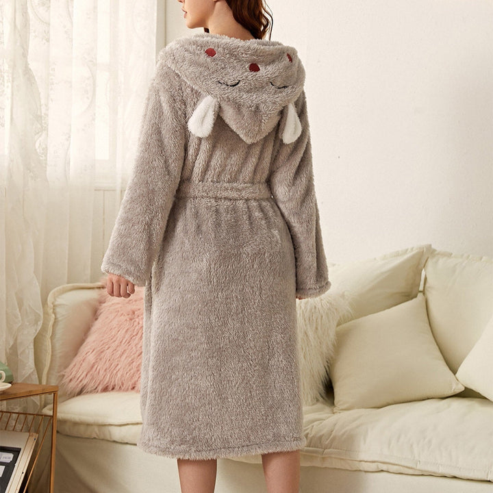 Lola dames badjas, knus & warm, met capuchon voor extra comfort thuis.