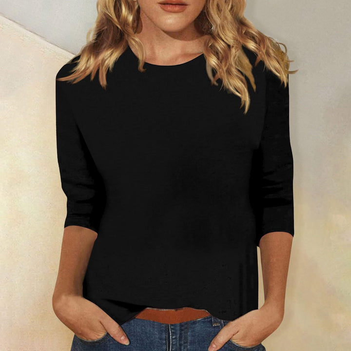 Casual dames kleding: basic top met praktische 3/4 mouwen.