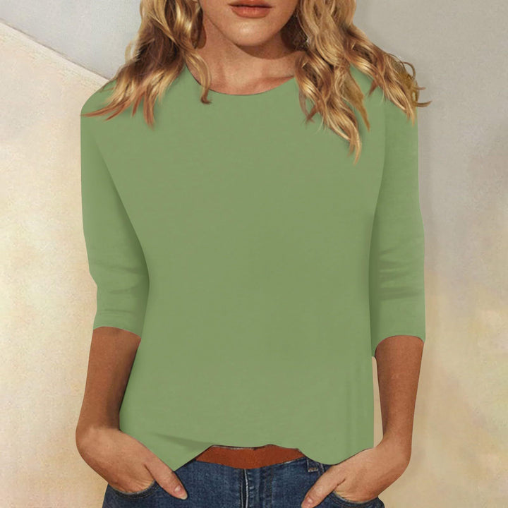 Damesmode: stijlvolle basic top met 3/4 mouwen, nieuwe collectie.