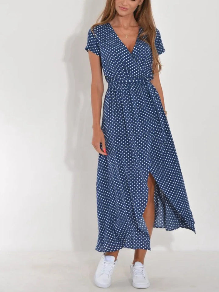 Casual chic dames midi jurk met vrolijke bloemenprint voor warme dagen.