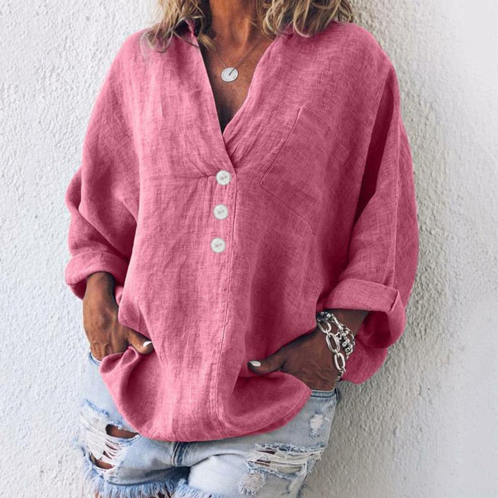 Elegante damesblouse met oprolbare mouwen voor veelzijdige styling