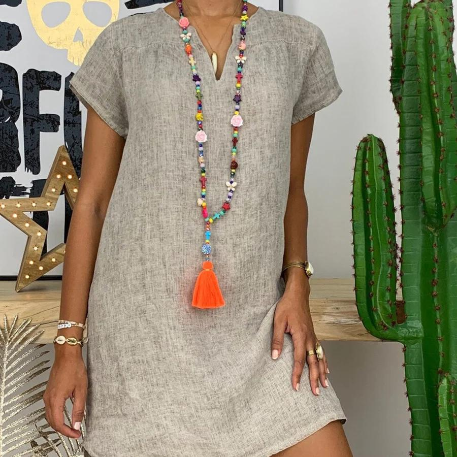 Dames casual overhemdjurk, luchtig en stijlvol, perfect voor zomerse dagen.