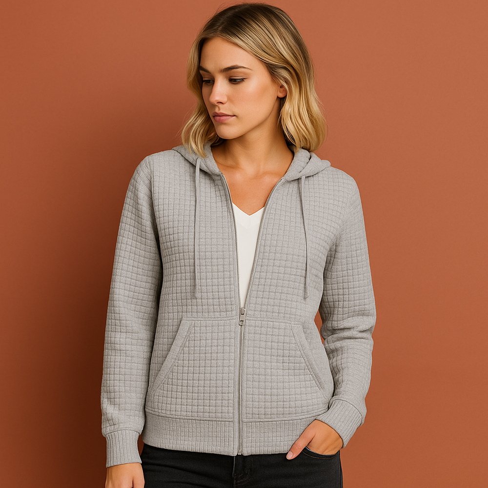 Veelzijdig dames sweatshirt vest met rits en capuchon, perfect voor een comfortabele casual look.
