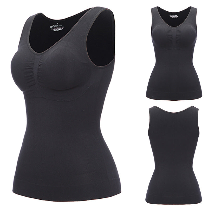 Comfortabele corrigerende dames top huidskleur, slanker silhouet en ingebouwde BH.