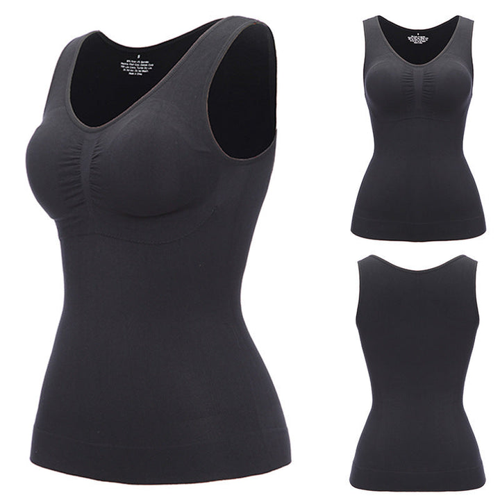 Comfortabele corrigerende dames top huidskleur, slanker silhouet en ingebouwde BH.