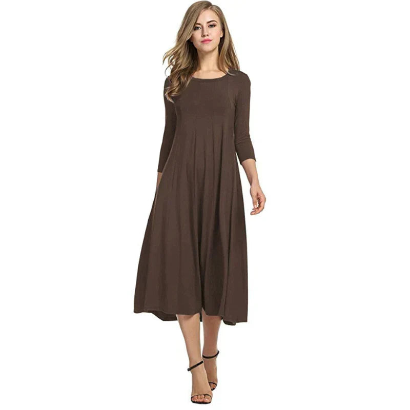 Elegante dames midi zomerjurk, stijlvol en veelzijdig. Perfect voor feesten of formele gelegenheden.