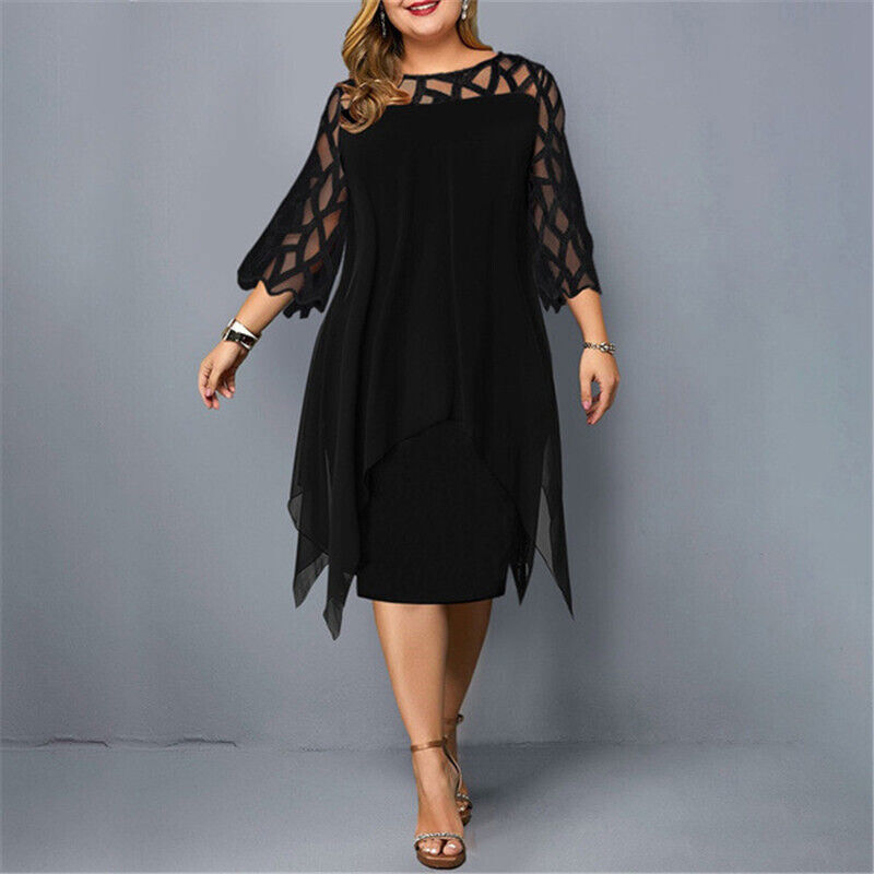 Stijlvolle plus size dames midi jurk, losvallend en comfortabel, perfect voor zomerse mode.