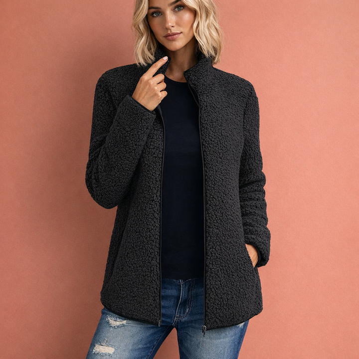 Casual dames fleece vest met rits, hoge kraag; comfortabele bovenkleding voor vrije tijd.