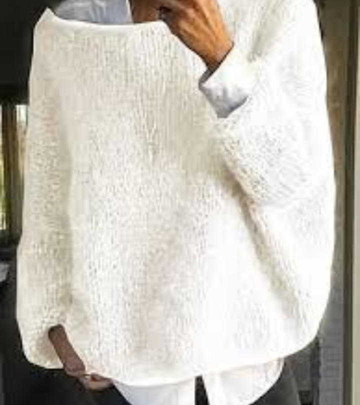 Comfortabele gebreide wintertrui dames, oversized design met elegante boothals.