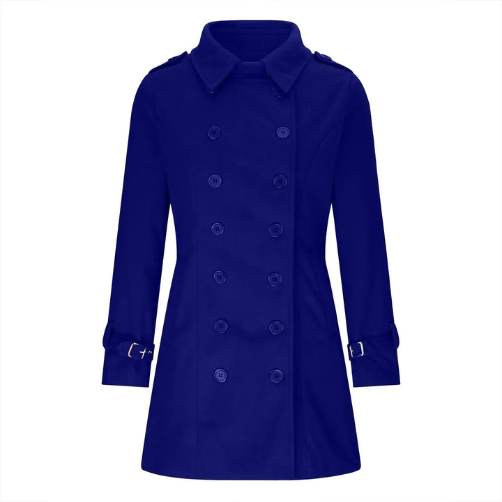 Getailleerde damesjas, type trenchcoat, met een klassieke kraag en riem. Chique lente- of herfstjas.
