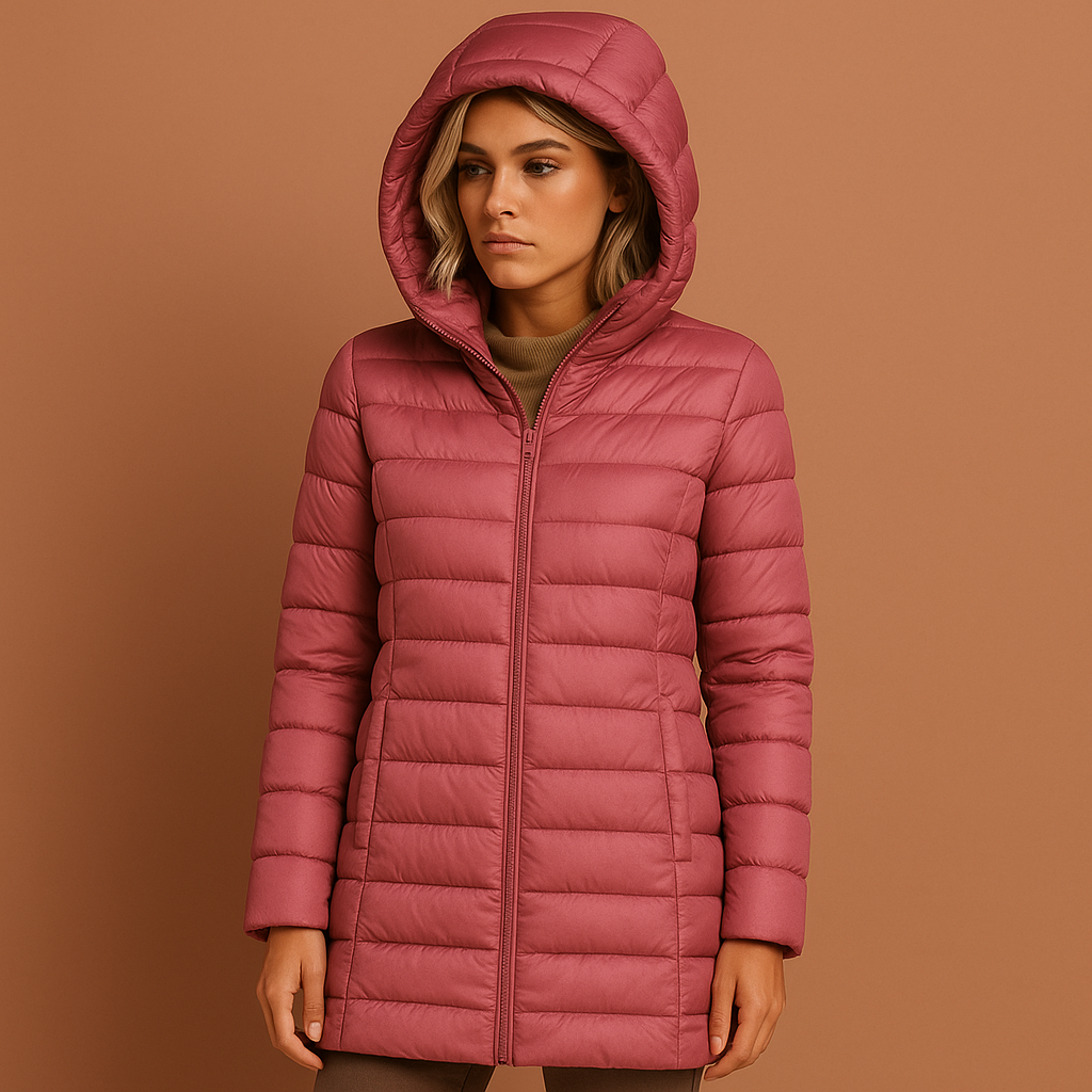 Stijlvolle gewatteerde winterjas voor dames, met afneembare capuchon, comfortabele bovenkleding.