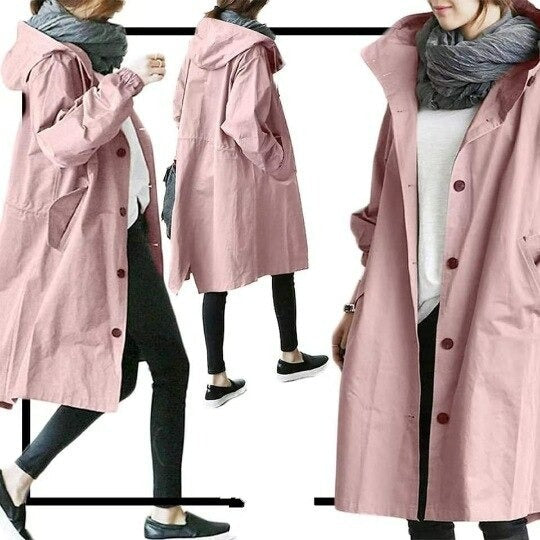 Lange damesjas met capuchon, een veelzijdige winterjas. Stijlvolle en comfortabele bovenkleding voor het tussenseizoen.