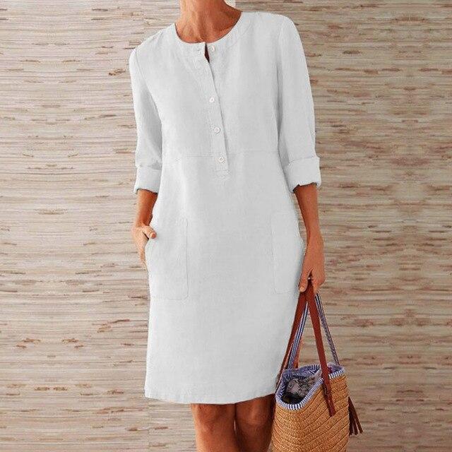 Elegante zomerjurk dames, luchtige midi-jurk. Comfortabel en veelzijdig, ideaal voor zomerse damesmode.