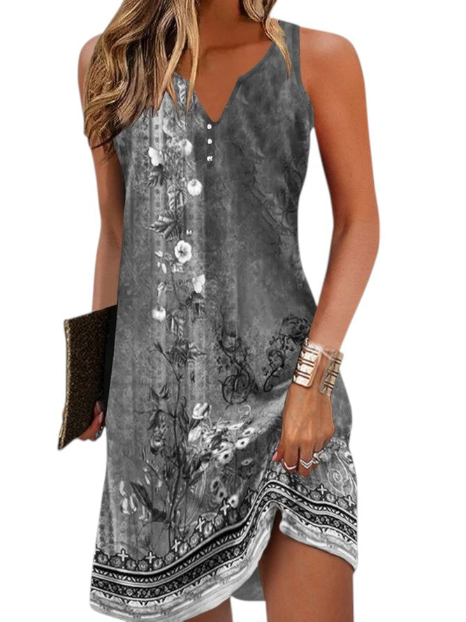 Trendy printjurk voor dames, mouwloos en mini, perfect voor zomerse dagen.