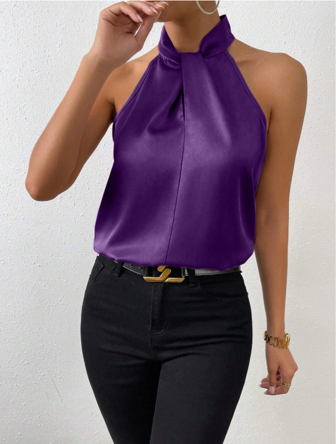 Casual chic haltertop voor dames met elegante knoop, perfect voor elke zomerse gelegenheid.